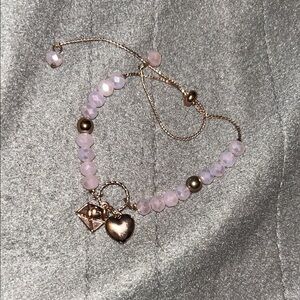 Avon Pink and Gold Beaded Bracelet